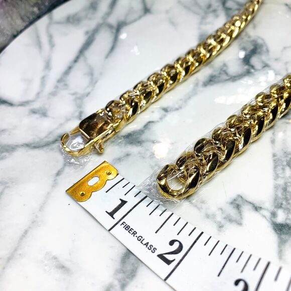 18K Gold Plated Cuban Link Chain 18in Long Strong Heavy Boxed Men Women Jewelry - Picture 3 of 9